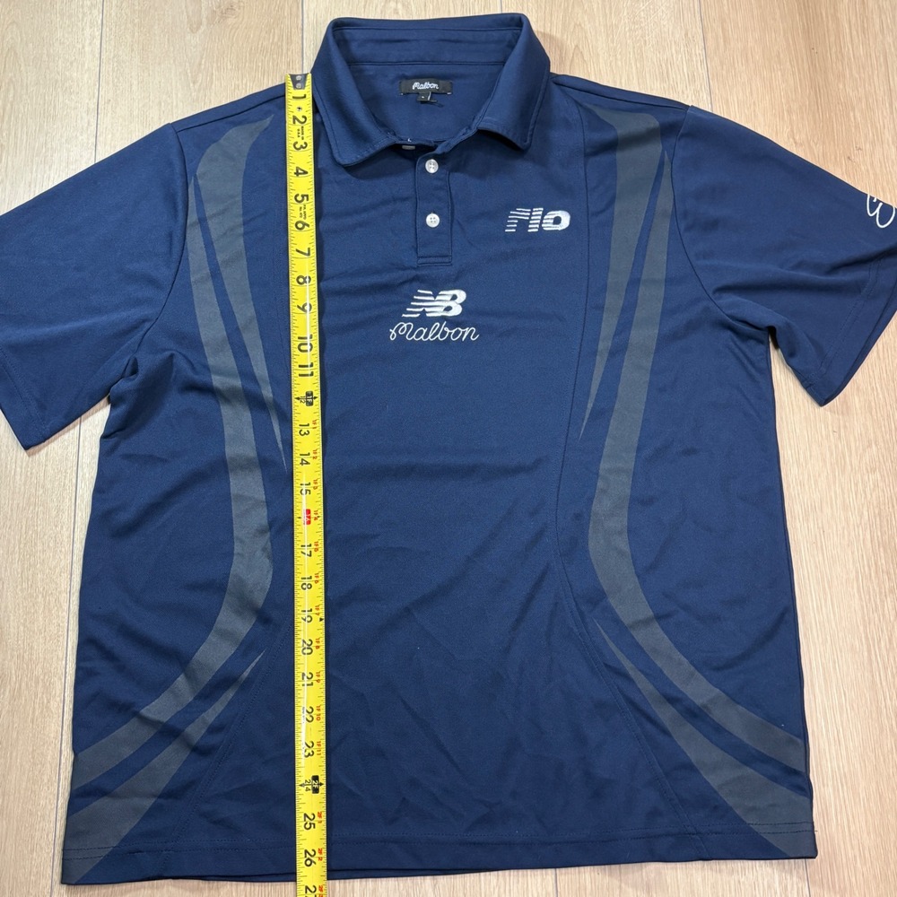 Malbon Golf x New Balance Elite Navy Blue Performance Polo Shirt Mens Large - Picture 7 of 7